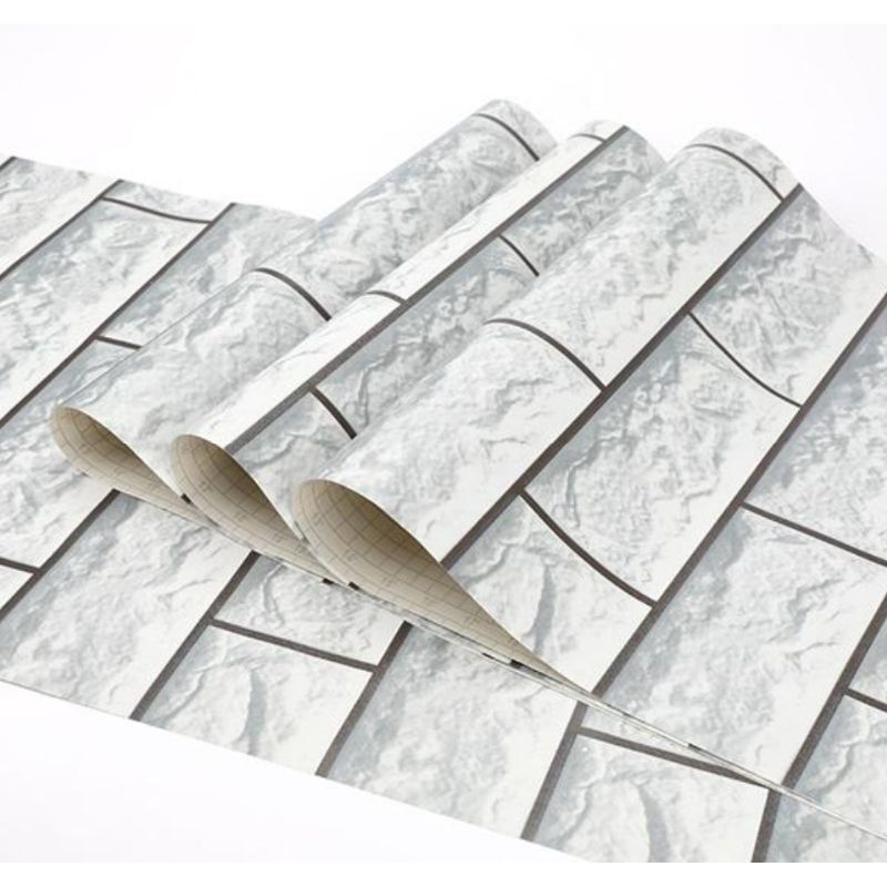 stiker tembok/wallpaper/wallsticker motif bata putih 3D