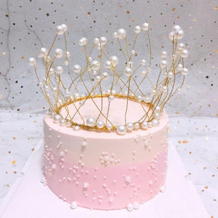 Topper Mahkota / Crown Gold Mutiara Topper Cake Birthday / Hiasan Kue Ulang Tahun/Topper viral mahkota/Topper nikah/hiasan cake lucu