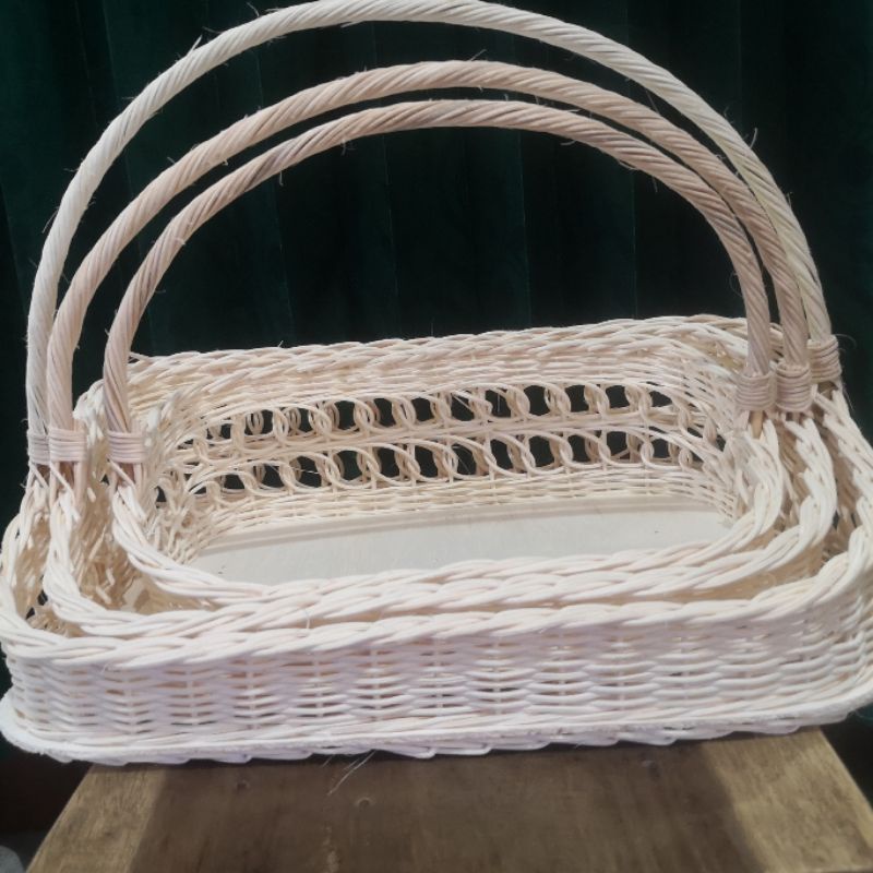Keranjang rotan hantaran seserahan tangkai sender isi 3