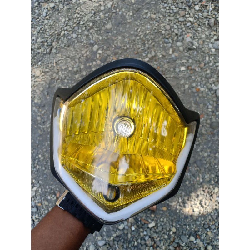 Reflektorr Vixion old custom cat gold lampu alis dan led
