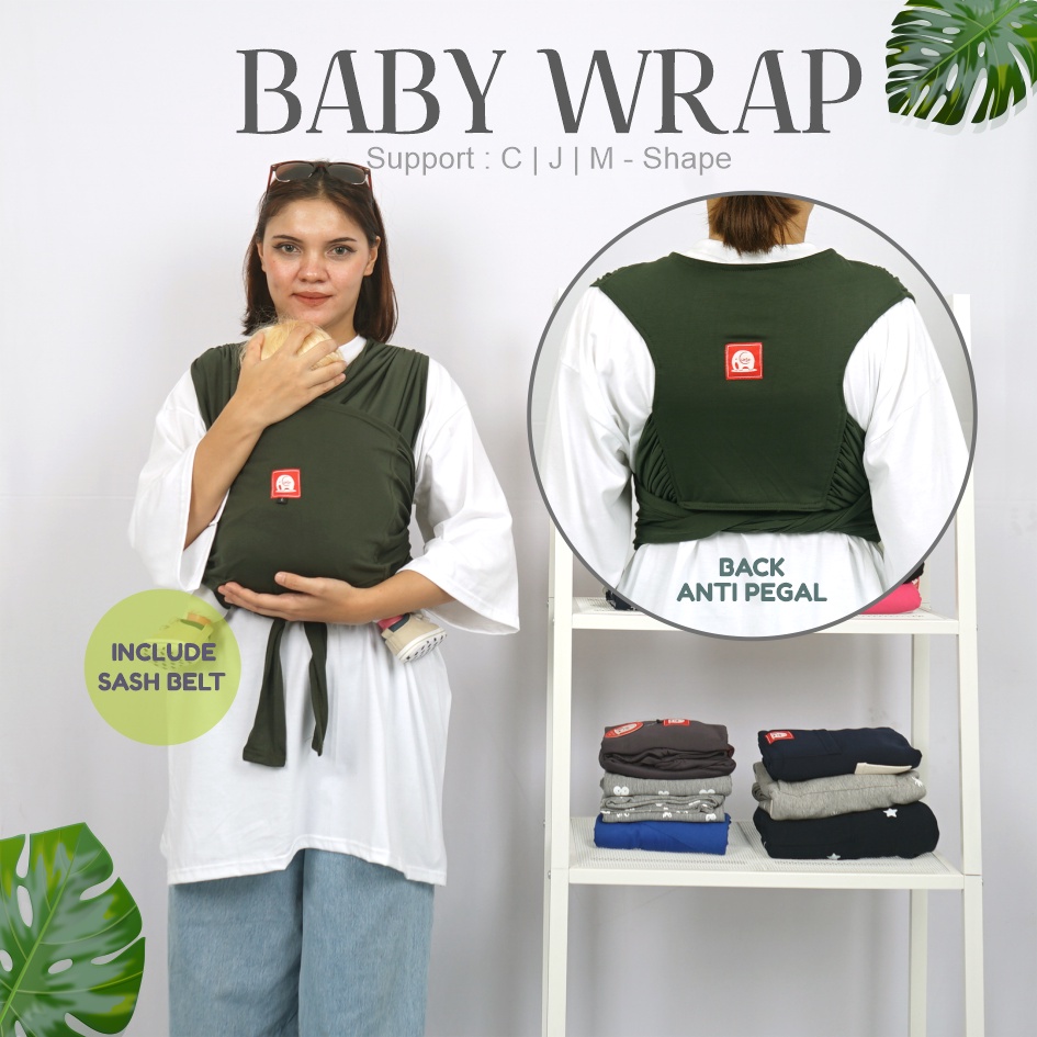 Gendongan Bayi M Shape Depan Samping Geos Gendongan Baby Wrap Instan Premium