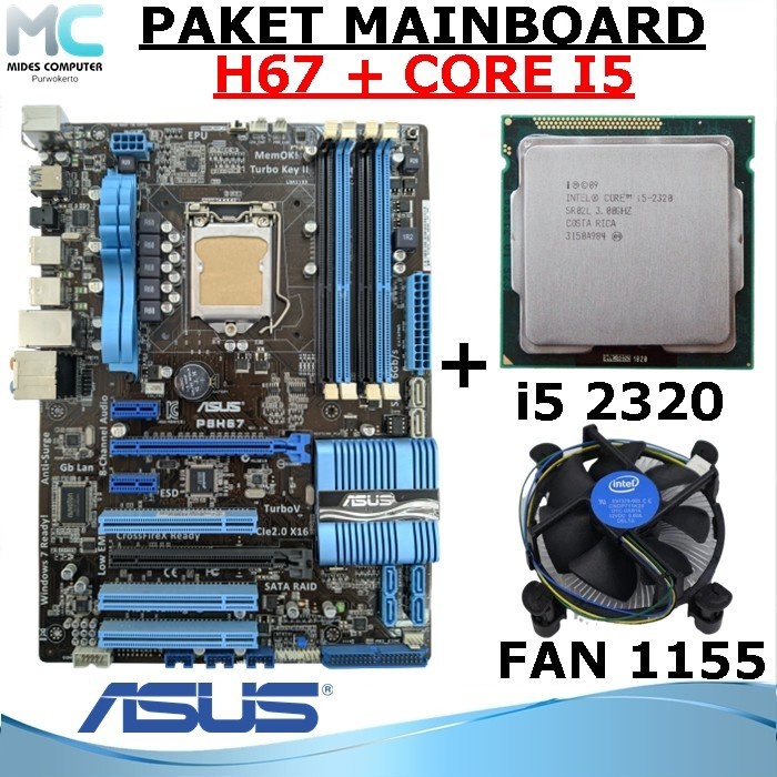 Paket Mainboard LGA 1155 H67 Processor Core I5 Sandy Bridge Dan Fan