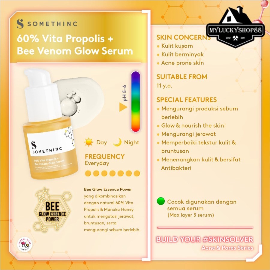 Somethinc 60% Vita Propolis + Bee Venom Glow Face Serum Wajah 20ml