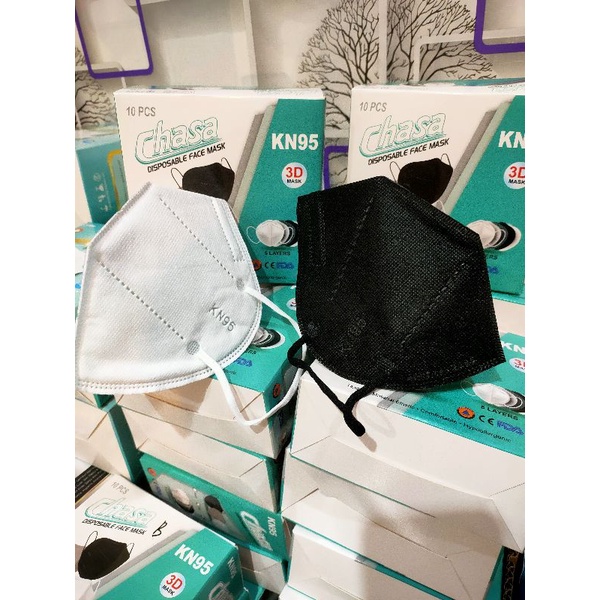 MASKER KN95 CHASA EARLOOP MASK 5PLY 10pcs KN95 Hitam, Putih
