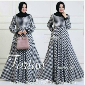 Gamis Tartan Dress Wanita Masa Kini Fashion Kekinian