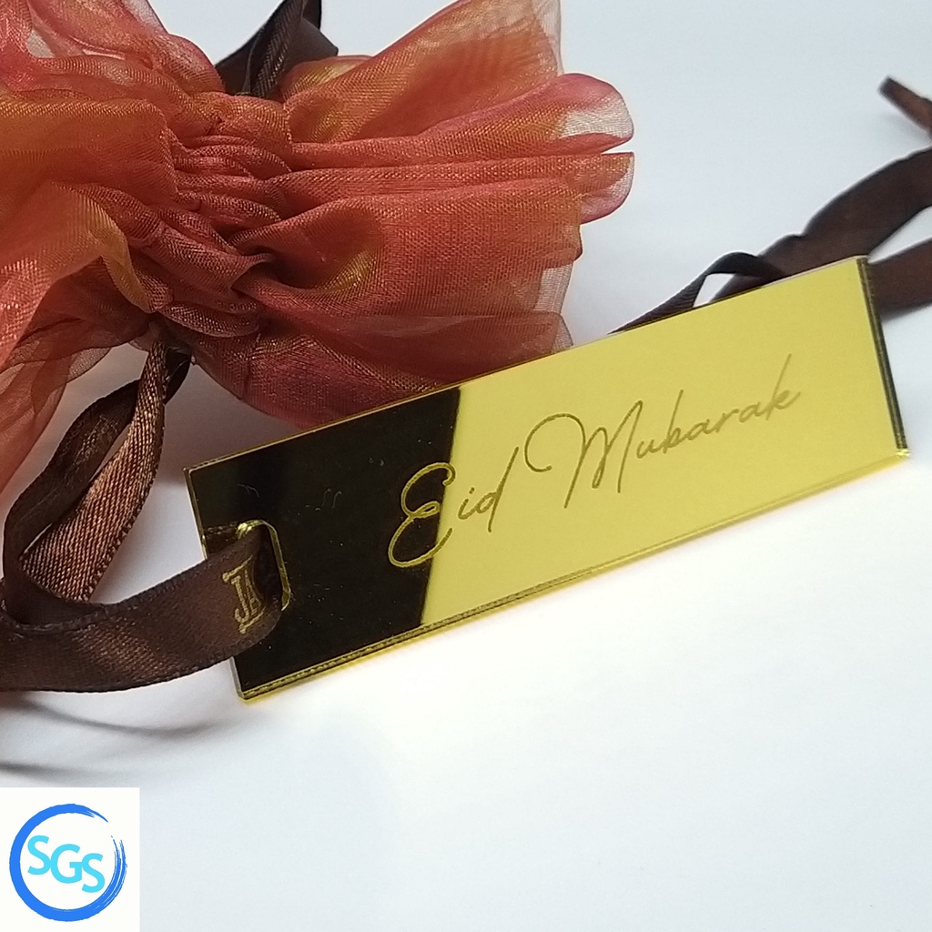 

Custom Acrylic mirror Hampers tag Rectangle 2.5 x 9 cm Label tag