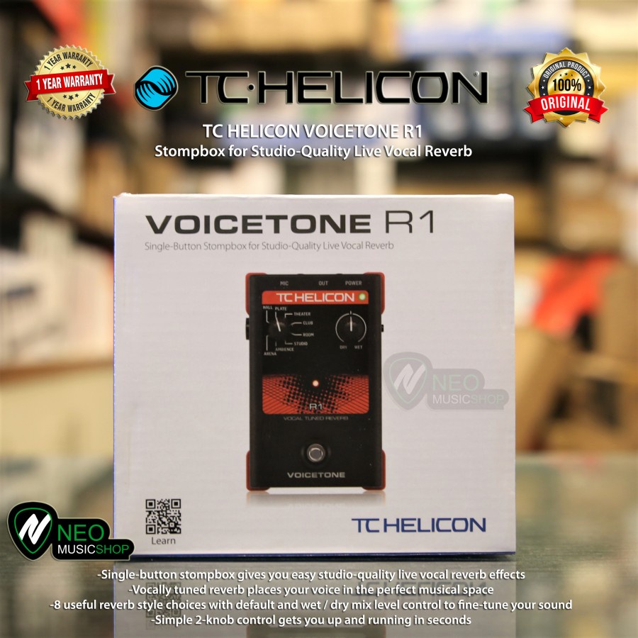 TC HELICON VOICETONE R1 Stompbox for Studio-Quality Live Vocal Reverb