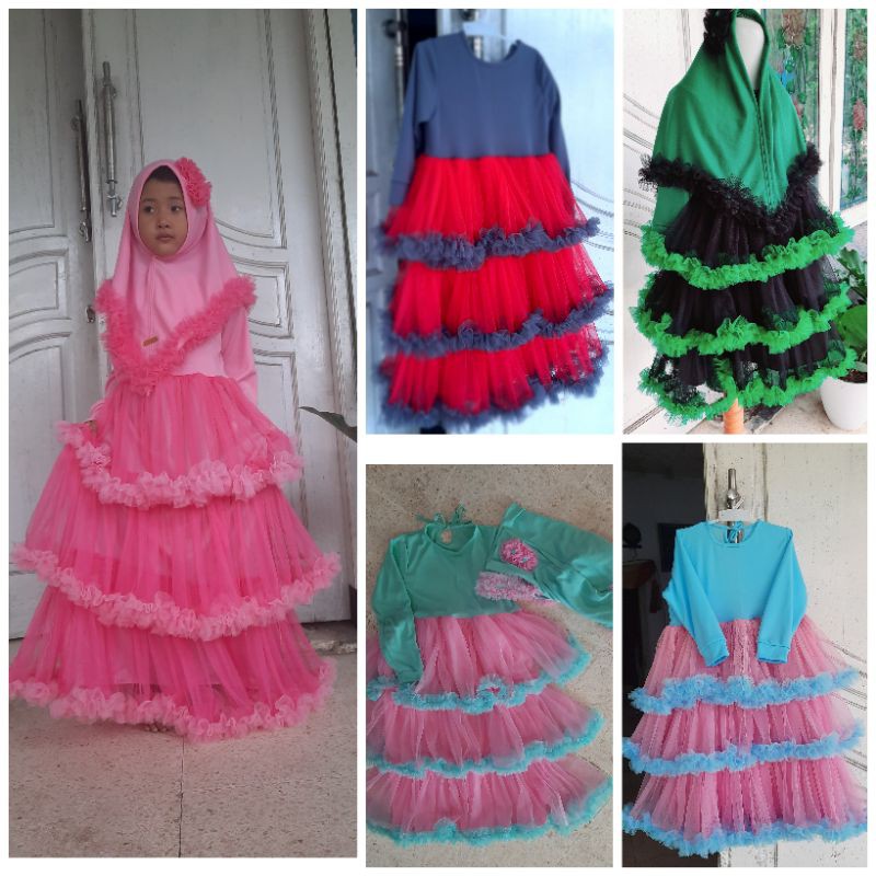 dress / gamis tutu anak petite muslim anak / gamis anak perempuan