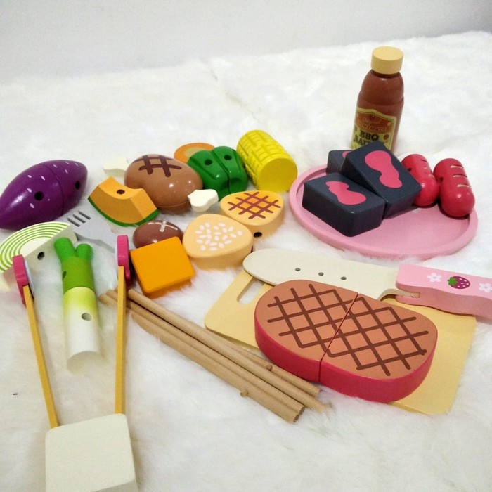 BBQ Set Mainan Kayu Wooden Toys Pretend Play Mainan Edukasi