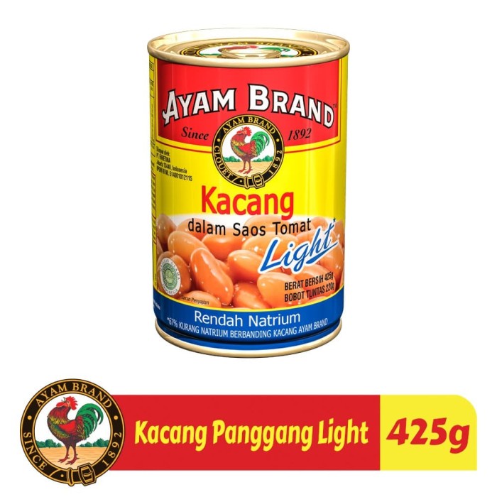 

5ds45ss Kacang Panggang Kaleng Light Saus Tomat Ayam Brand 425Gr Xa20X1