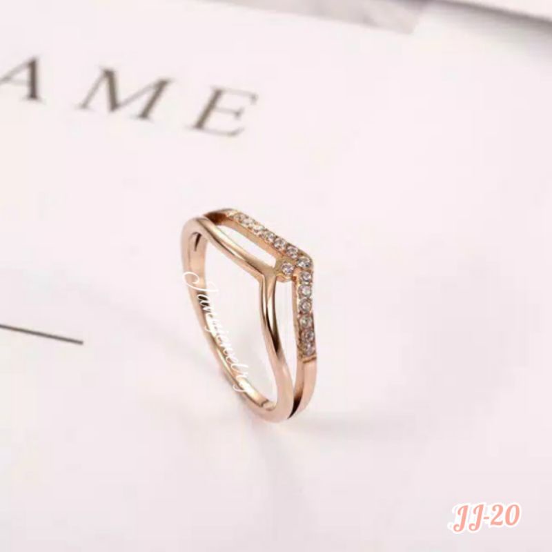 Cincin titanium import new permata tanam anti karat JJ-20