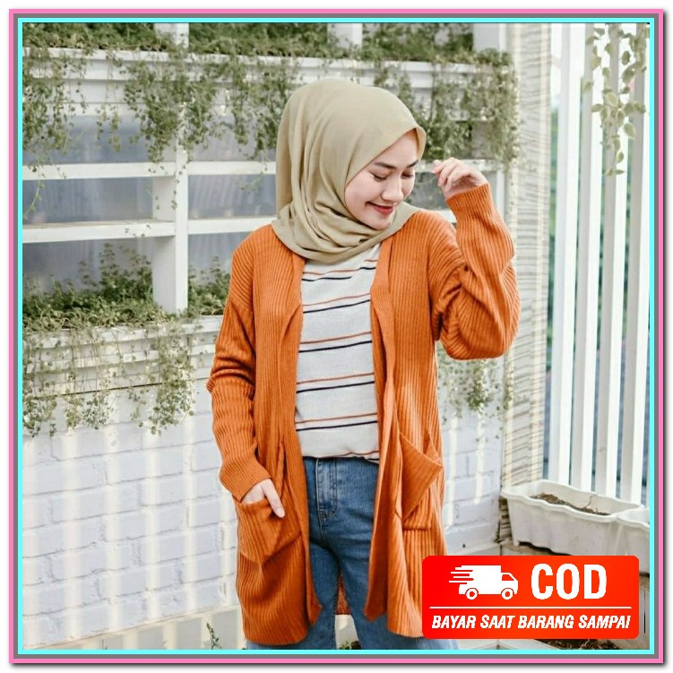 Cardigan Wanita, Cardigan Wanita Cardy Afriani Motif Bunga Fashio BO502 Long Cardy Agatha/Kardigan