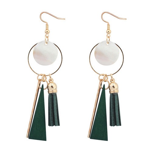 LRC Anting Gantung  Sweet  Round Shape Pendant Decorated Simple Tassel Earrings