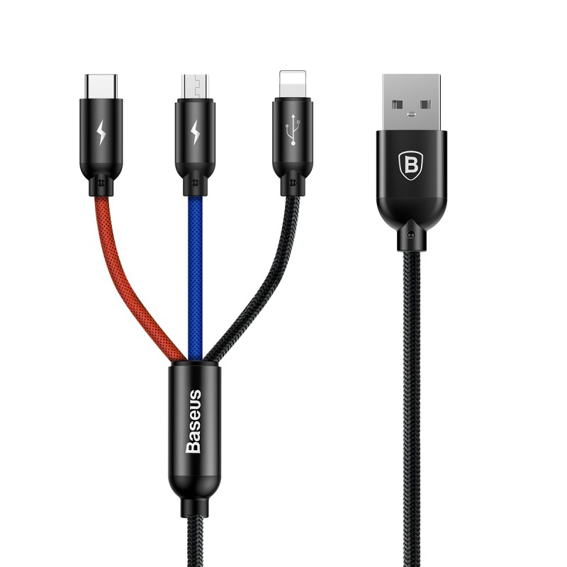 BASEUS THREE PRIMARY COLORS 3IN1 CABLE 100% ORIGINAL