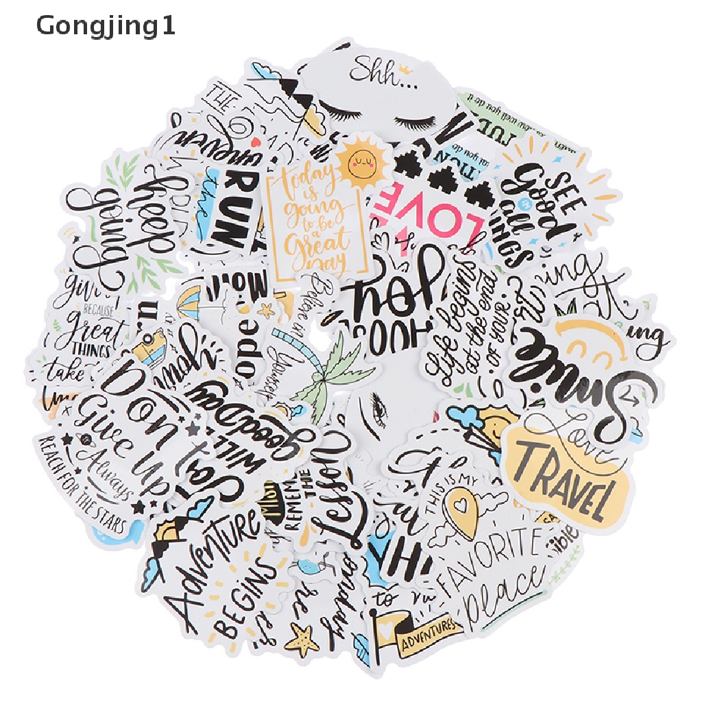 Gongjing1 50pcs Stiker Motivasi Anti Air Untuk Laptop / Skateboard