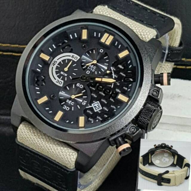 Jam Tangan Sporty Pria Jeep Chrono Canvas Cream Premium