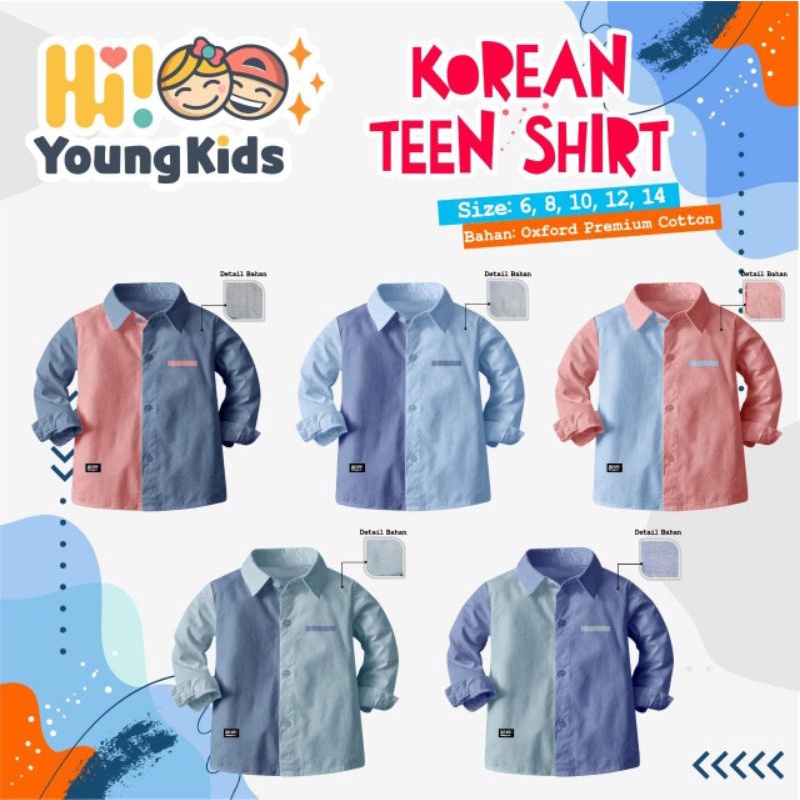 Kemeja Anak Hi Young Kids | Kemeja Anak Laki Laki Remaja Hi Young Kids 6-14T