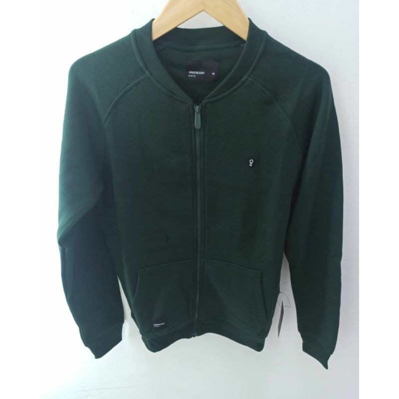 Sweater Greenlight Pria Zipper tanpa hoodie