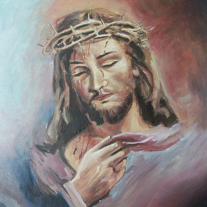 

Spesial - Lukisan Yesus Kepala Duri Kisah Sengsara Salib Cat Minyak Pada Kanvas