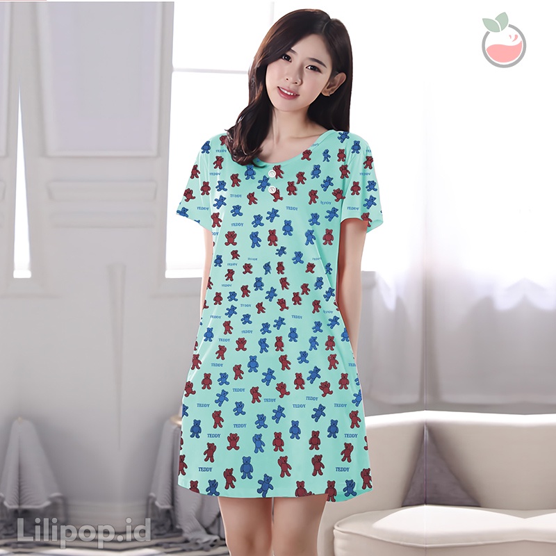 Baju Tidur Daster Wanita Terusan Busui Bumil Kancing 2 Dress Baby doll Lilipop