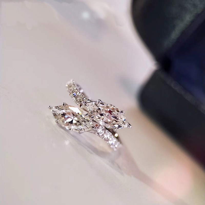 925 Perak Cincin untuk Wanita Pertunangan PT950 Daun Bentuk Disesuaikan Cincin Perhiasan