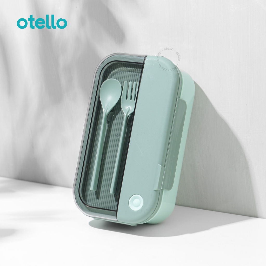 Otello Kotak Makan 1000ml Lunch Box Maru Rectangle Sendok Makan Set BPA Free Anti Tumpah Food Container