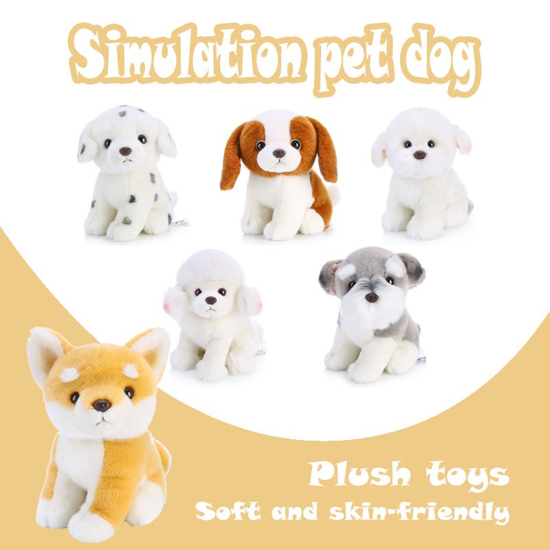 Mainan Boneka Stuffed Plush Simulasi Anjing Warna Putih Untuk Anak Perempuan