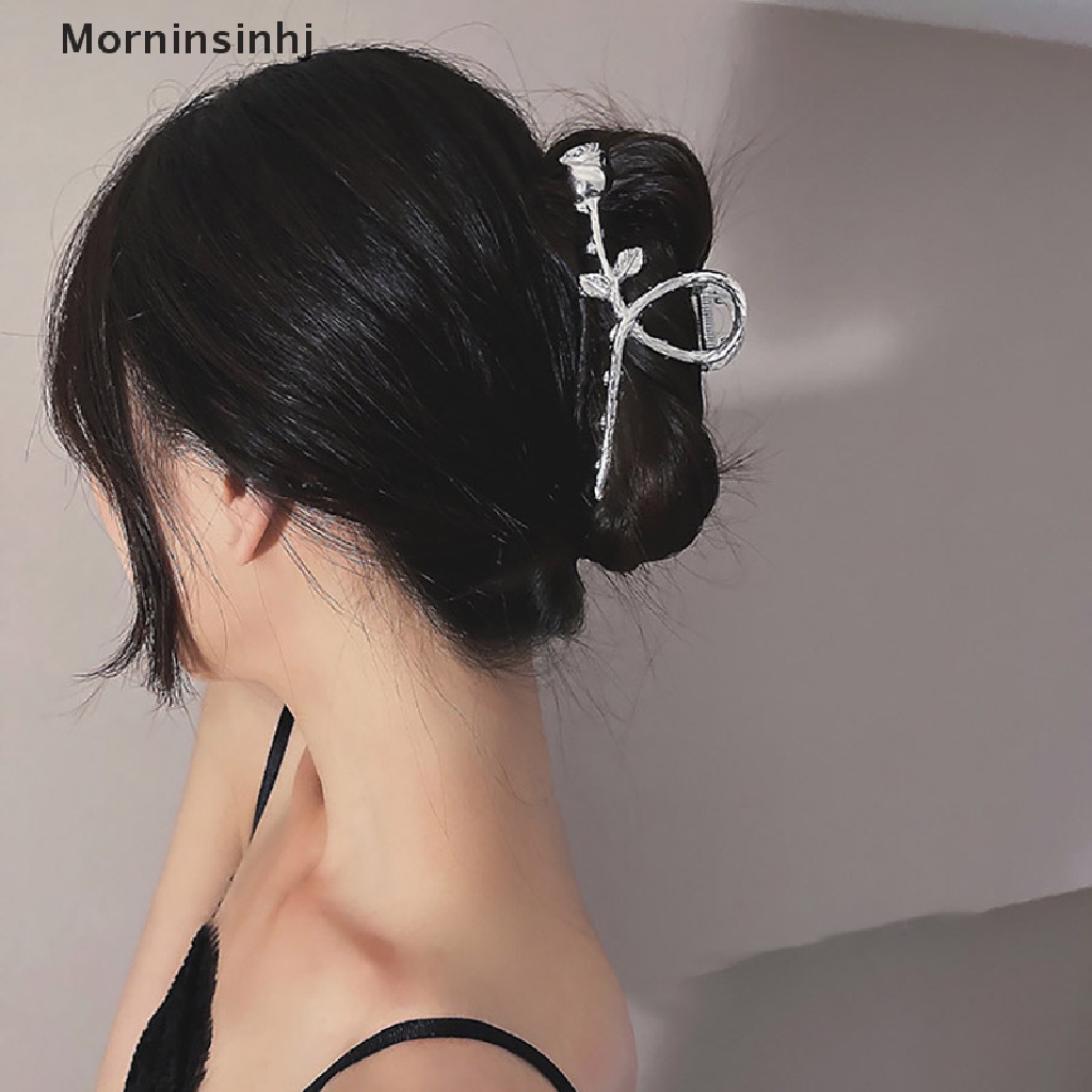 Mornin Woman Metal Rose Floral Hair Claw Crab Wanita Jepit Hairgrip Wanita Jepit Rambut id