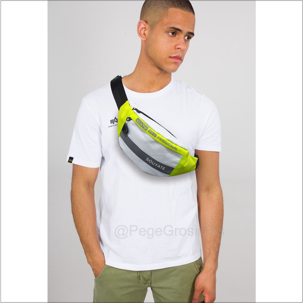 Pege 8834 - Tas Selempang Pria Waistbag Tas Pinggang Kombinasi Keren Model Kasual