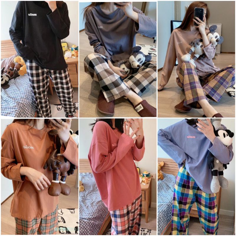 Baaju.id  Baju Tidur Wanita Lengan Panjang Baju Tidur Import Freesize Setelan Baju Tidur Wanita