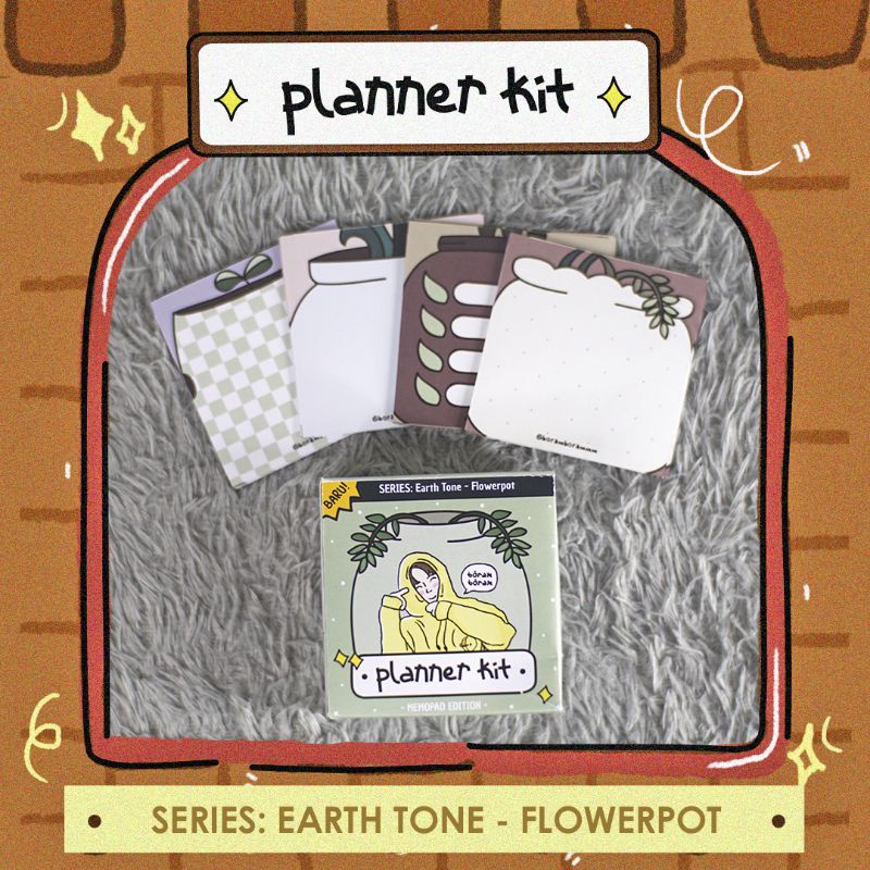 

Planner Kit / Memo / Memopad / Notes Series: Earth Tone - Flowerpot Isi 40 Lembar