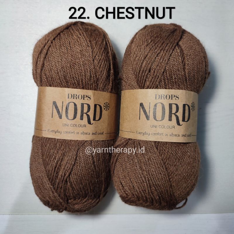 (CHESTNUT - 22) DROPS NORD Benang rajut import wool bisa untuk sock Kaos kaki - yarntherapy.id