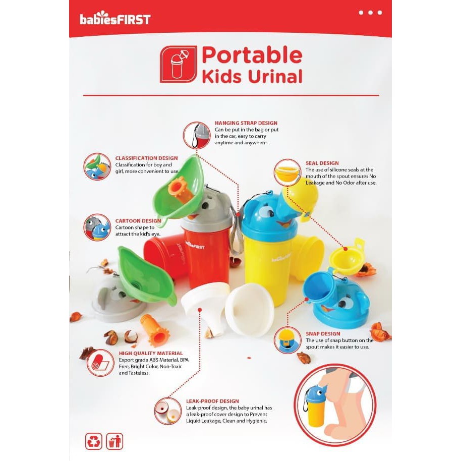 BabiesFirst Portable Kids Urinal Color (Blue-Yellow dan Red-Green)