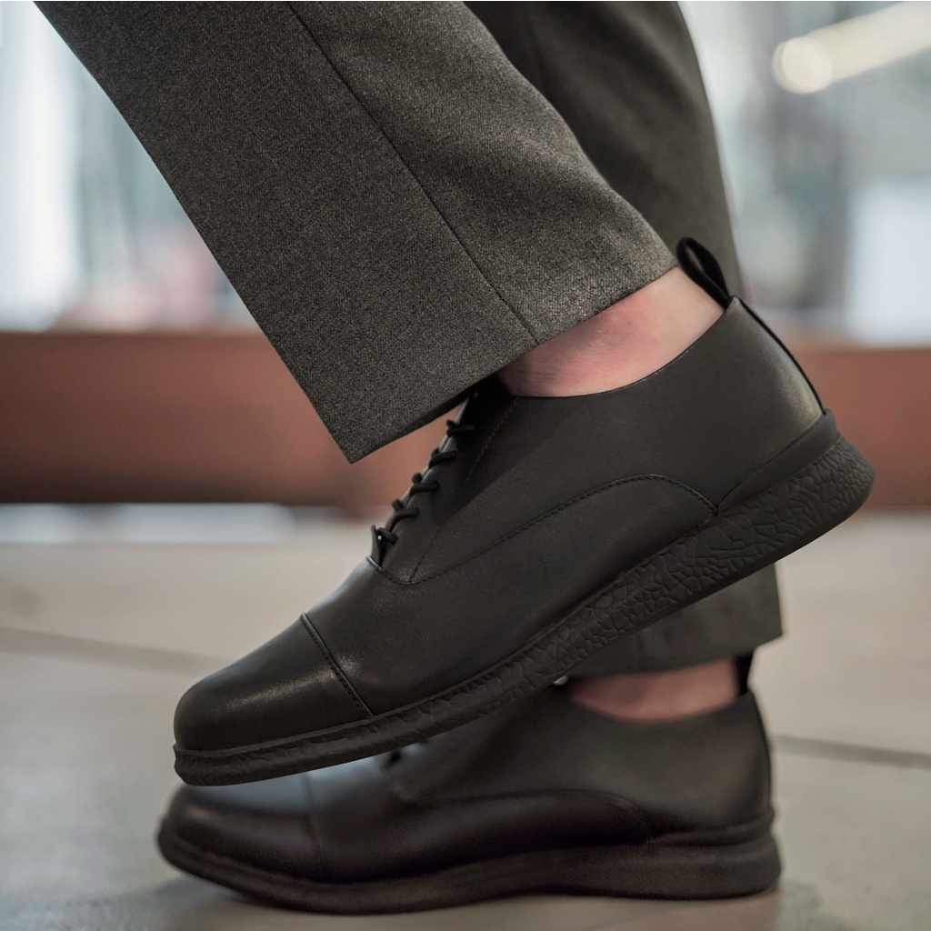 OXFORD 3.0 BLACK (Kulit Asli) - Sepatu Formal Pria Pantofel Pria Kulit Asli Casual Kerja Kantor Kuliah Pantopel Hitam Tali Kasual Original