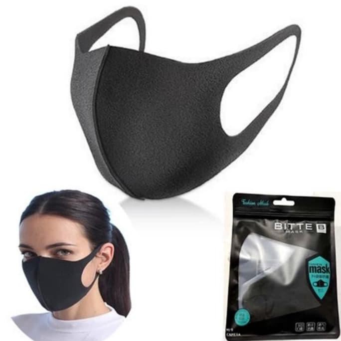 Masker Wajah Earloop Black Mask Kpop Idol Korea Reuseable