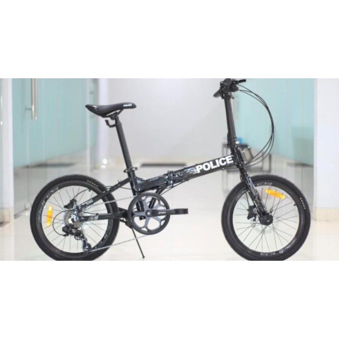 Sepeda Lipat Police Texas Laser 20Inch Alloy Shimano 8Sp Bonus Tas Fbx - Hitam Kunestlestore