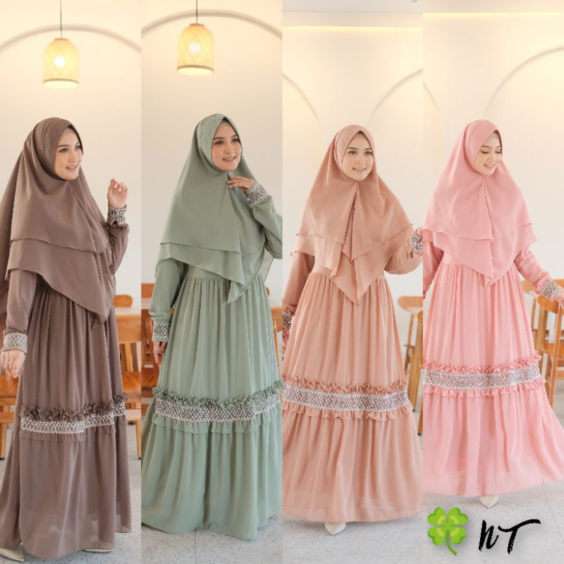 AISYAH SET KHIMAR GAMIS CERUTI mix RENDA DEPAN BUSUI