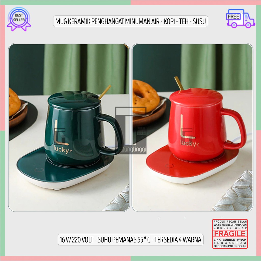 Mug Cangkir Gelas Listrik Pamanas Penghangat Minuman Kopi Susu Cup Coffee Warmer Elektrick Keramik