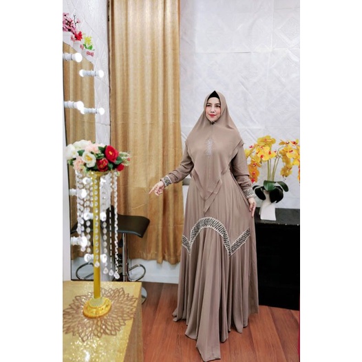 Khazanah Series Ori by Fatimah Syar’i / Gamis Pesta Mewah / Gamis Set Syar’i / Gamis Polos / Baju Syari Terbaru / Fashion Muslimah Branded-1