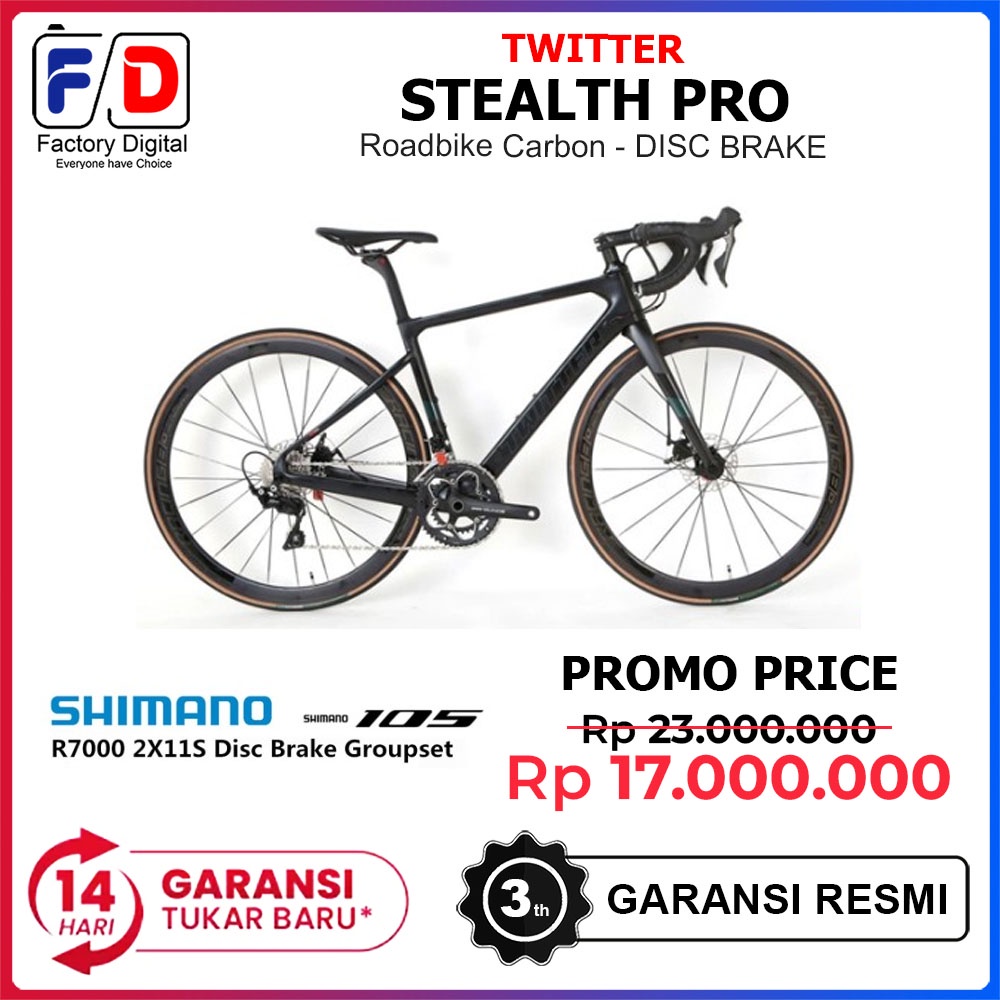 Roadbike Twitter STEALTH PRO Carbon Grupset 105 R7000 22-S Disc Brake