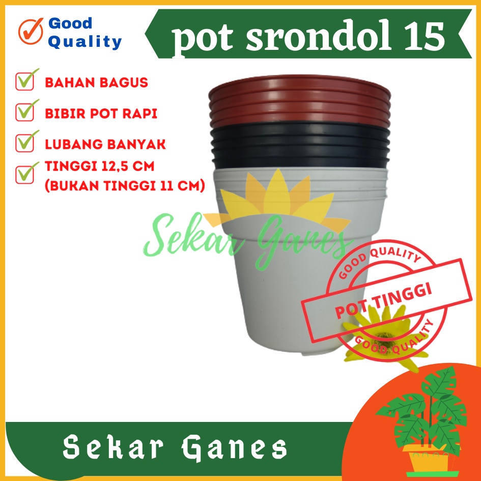 TERMURAH Pot bunga tanaman plastik HITAM 15cm (POT TINGGI) - POLOS HITAM