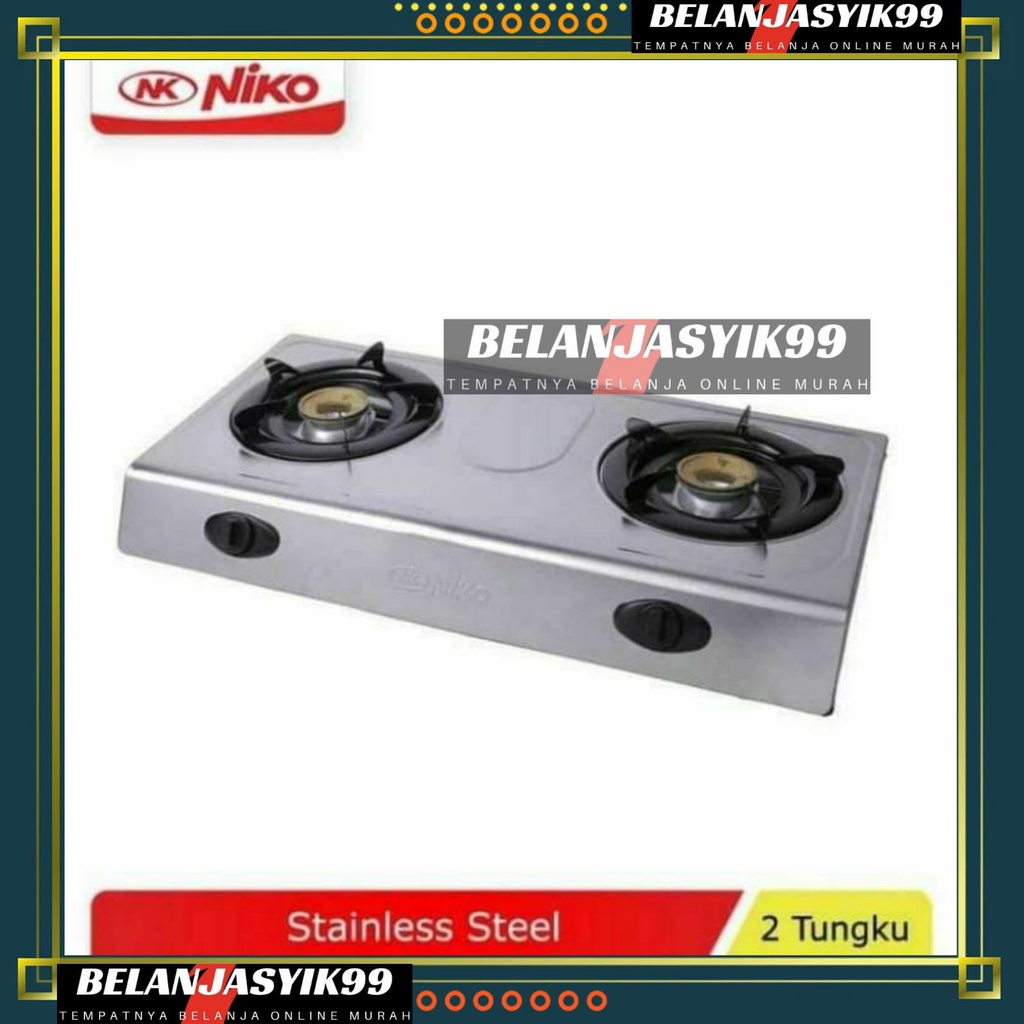 KOMPOR 2 TUNGKU STAINLESS STEEL NIKO / KOMPOR GAS NIKO 2 TUNGKU STAINLESS STEEL / KOMPOR NIKO NK777/KOMPOR 2 TUNGKU NIKKO