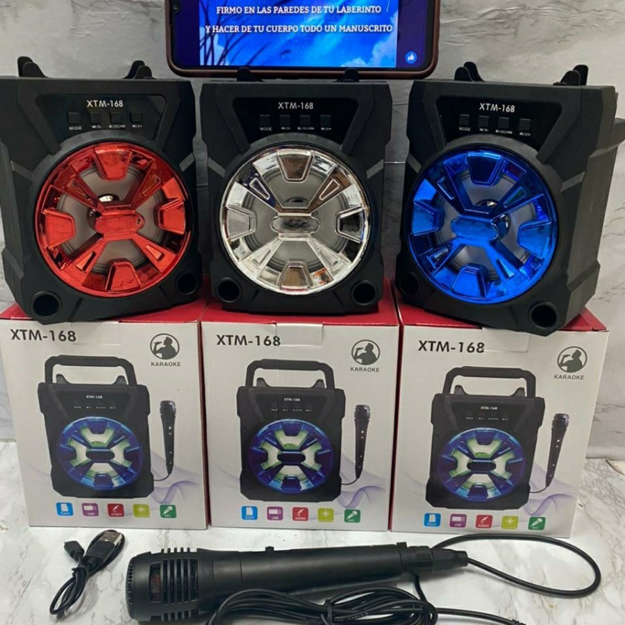 COD - NDs   - MJ- speaker bluetooth free mic XTM-168 speaker karaoke - crome / putih
