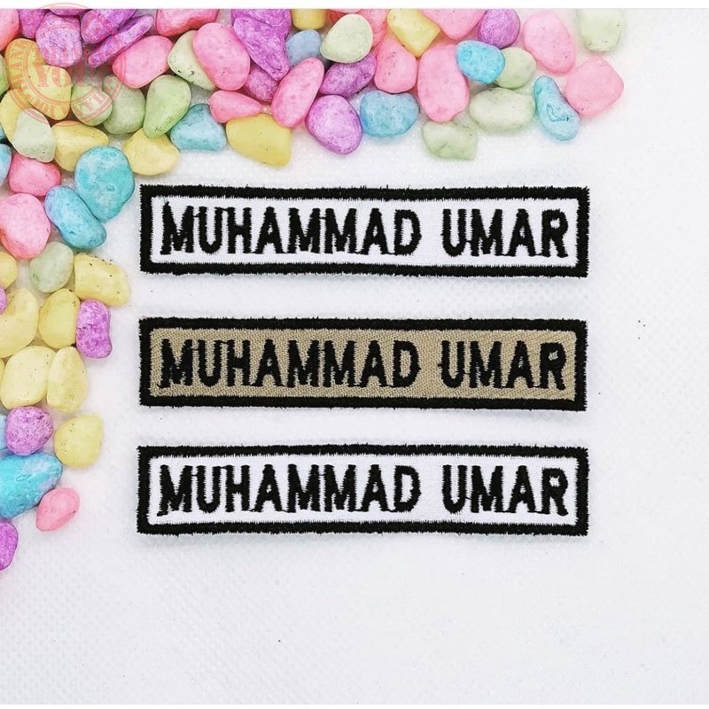 bed nama siswa , bed nama dada , papan nama sekolah , atribut sekolah , atribut pramuka Bordir Nama 