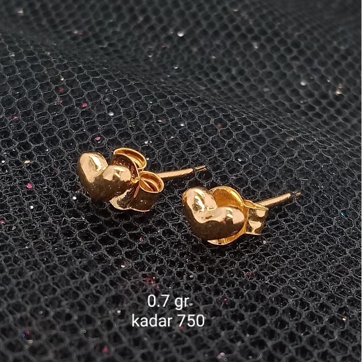 Tindik emas 17K kadar 750 - model hati polos berat 0.7 gram - 766