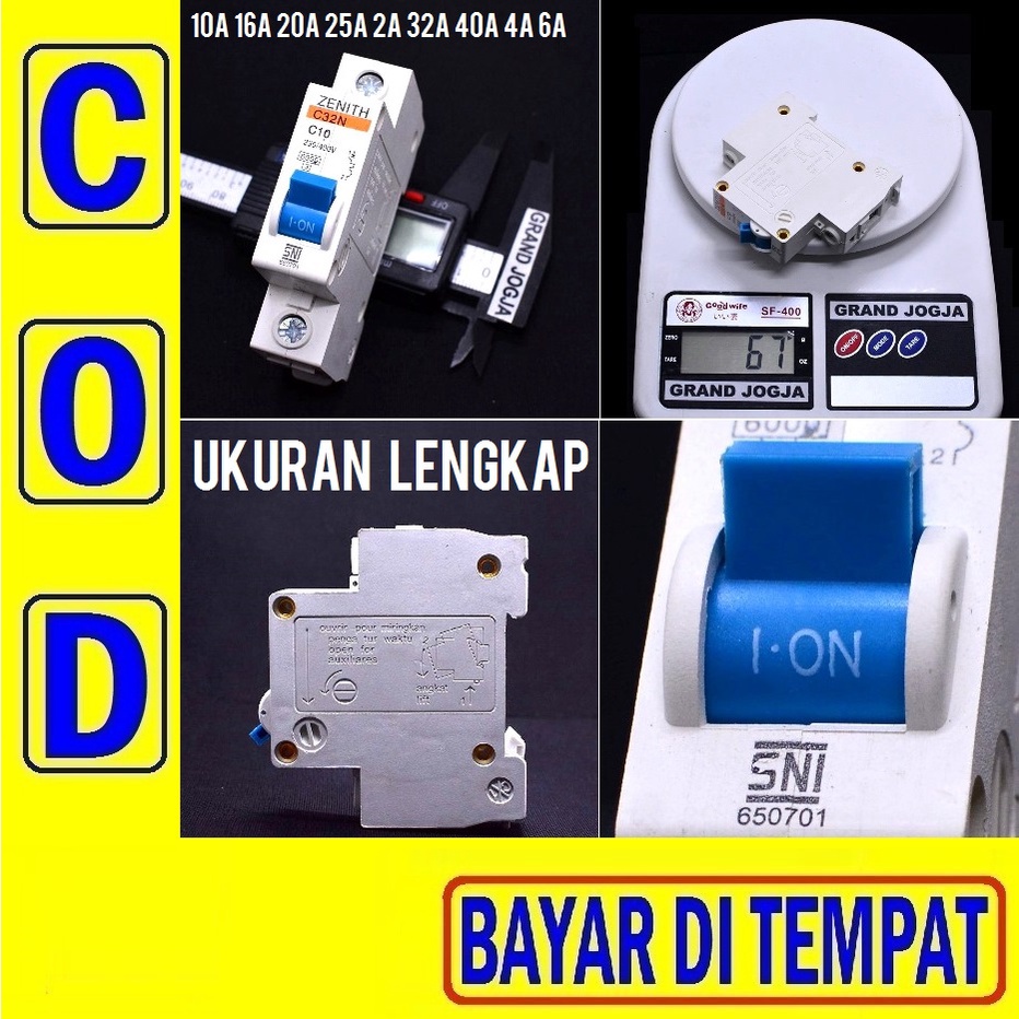MCB 1 Phase Zenith Lengkap 10a 16a 20a 25a 2a 32a 40a 4a 6a 10 16 20 25 2 32 40 4 6 A Amper Ampere A