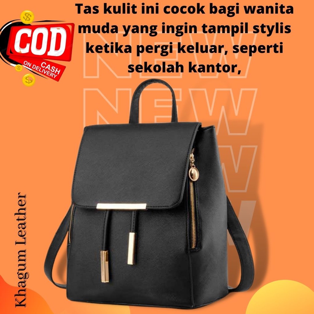 Tas Kulit Ransel Wanita Asli Import Gendongan Punggung Sekolah Kuliah Japan Style