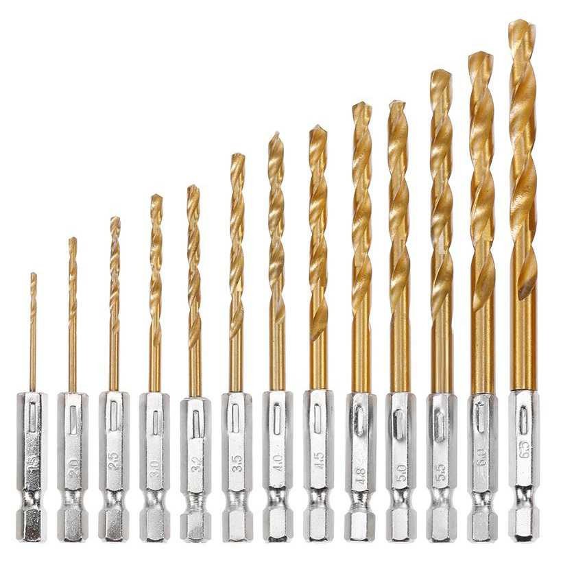 Bergaransi ! Mata Bor Power Drill Steel Titanium Hex Shank 13PCS - SV-VDB13