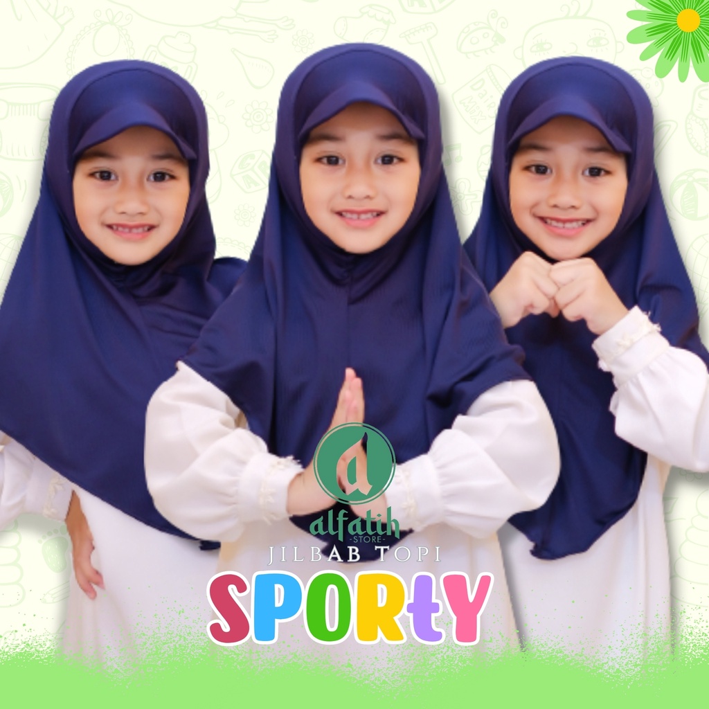 ALFATIH STORE/JILTOP/ Jilbab Topi sporty SD / Jilbab Murah/IANAH