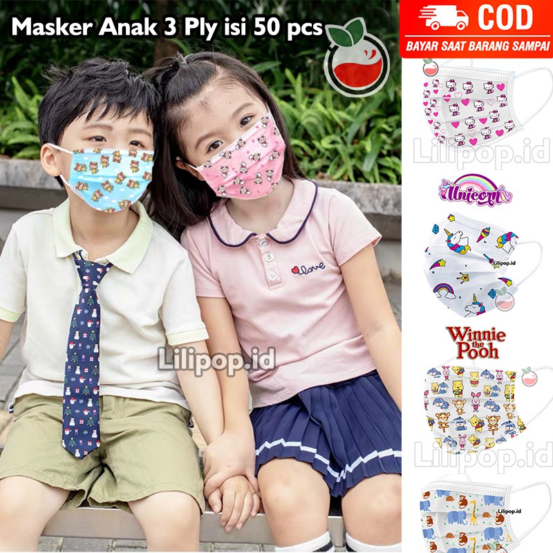 Masker anak 3 ply murah 1 box isi 50 pcs